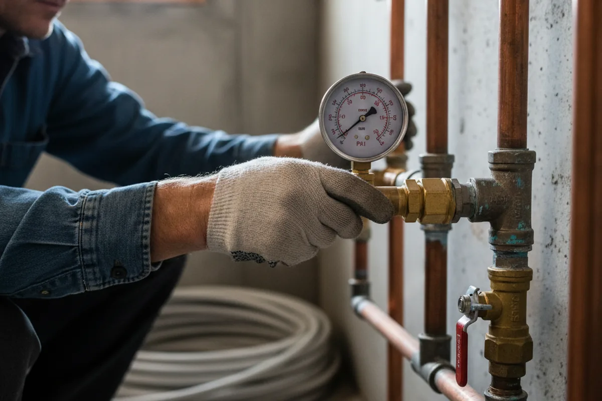 Pressure testing a repaired line during Water Line Repair in Olive Branch